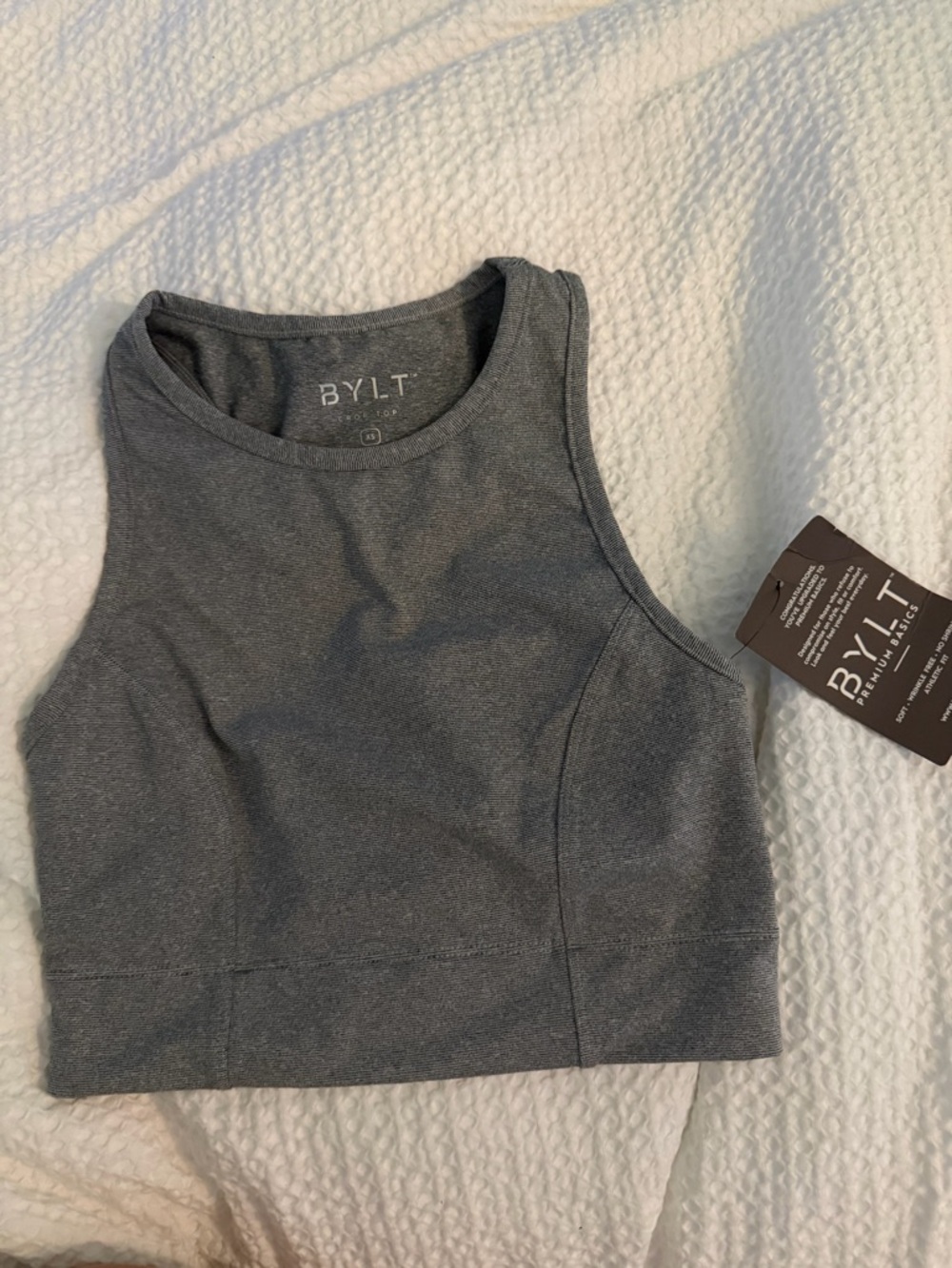 BYLT Basics Charcoal Gray Crop Tank Top